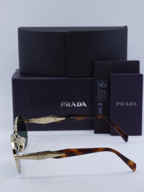 Prada PR65ZS ZVN70L Oval Sunglasses – Pale Gold\\Dark Green main image 5